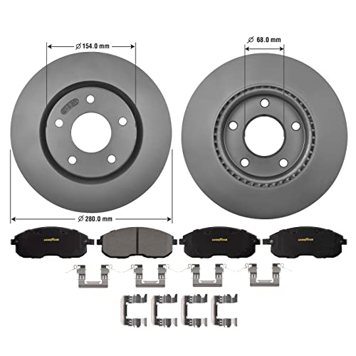Goodyear Brakes PRK68824F | Front Premium Brake Kit with Pair (2) of AntiOx Coated Brake Rotors and Ceramic Brake Pads fits Nissan Sentra 19-13 - Image 2