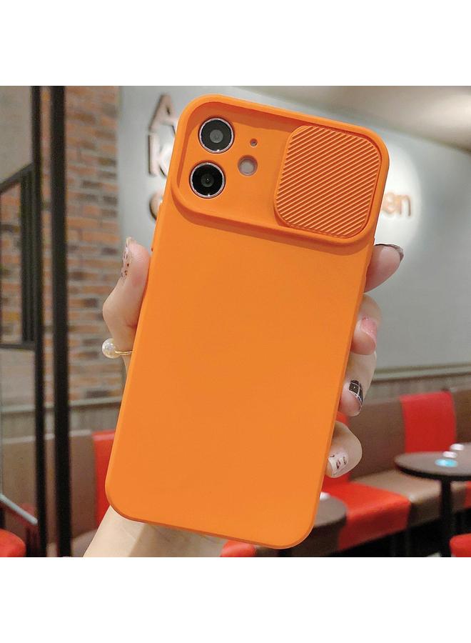 اس-توب جراب لهاتف iPhone 12 مزود بدرع كاميرا منزلق من السيليكون السائل TPU - Image 1