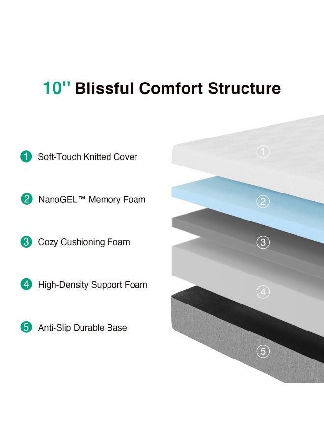 Novilla Twin Memory Foam Mattress 10 Inch, Twin Size Mattress in a Box with Comfort Foam for Back Pain Relief & Body Support & Cool Night Sleep, CertiPUR-US Certified - Image 3