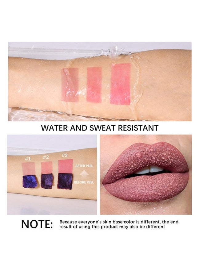 Pakivs - Pakivs 3 Pcs Peel Off Lip Stain Lip Tint Set,Long-Lasting Peel Off Matte Lip Gloss,Matte Liquid Lipstick Nude Lip Gloss Waterproof Lip Stain Non-stick Cup Peel Off Lipstick Lip Makeup for Women - Image 1
