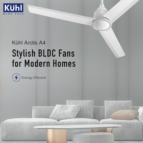 KUHL Arctis A4 1200MM 65% Stylish Power Saving BLDC Ceiling Fan with Remote | 29W | BEE 5 Star Rated & ISI Marked | High Air Flow | 5 Year Brand Warranty On Motor | White - Image 2