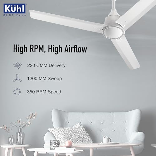 KUHL Arctis A4 1200MM 65% Stylish Power Saving BLDC Ceiling Fan with Remote | 29W | BEE 5 Star Rated & ISI Marked | High Air Flow | 5 Year Brand Warranty On Motor | White - Image 4