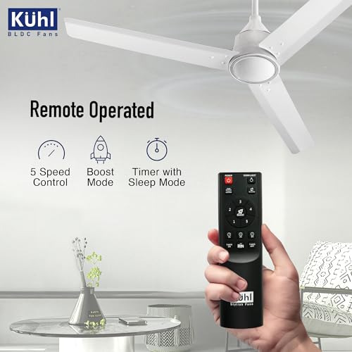 KUHL Arctis A4 1200MM 65% Stylish Power Saving BLDC Ceiling Fan with Remote | 29W | BEE 5 Star Rated & ISI Marked | High Air Flow | 5 Year Brand Warranty On Motor | White - Image 3