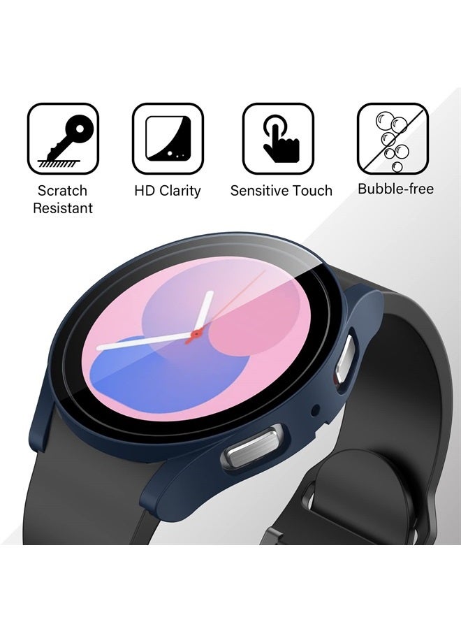 Amizee 2 Pack Screen Protector Case Compatible with Samsung Galaxy Watch 5/Galaxy Watch 4 Case 44mm, with Built-in Screen Protector Hard PC Ultra Thin Anti-Scratch Protective Cover (Blue/Clear) - Image 5