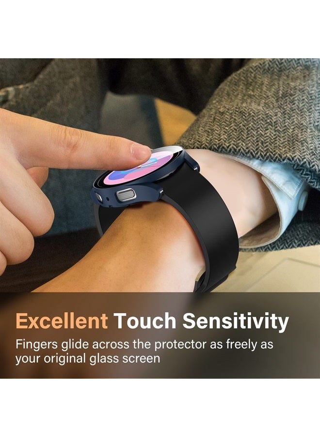 Amizee 2 Pack Screen Protector Case Compatible with Samsung Galaxy Watch 5/Galaxy Watch 4 Case 44mm, with Built-in Screen Protector Hard PC Ultra Thin Anti-Scratch Protective Cover (Blue/Clear) - Image 4