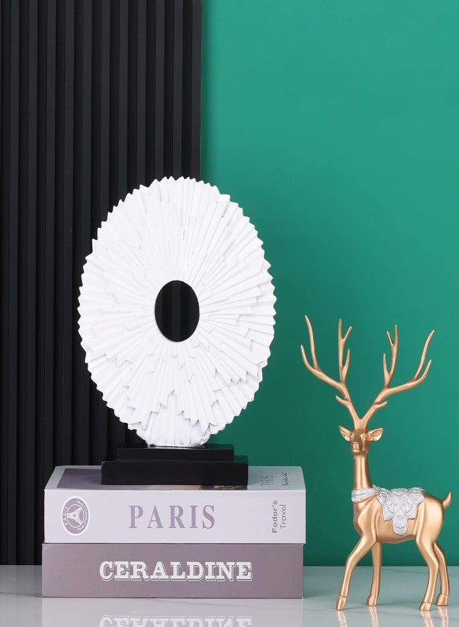 DOVDOV White Home Decor Sculpture, Unique Round line Statue, Modern Home Decor, Decorative Panel Statue for Living Room tv Cabinet, Office, Coffee Table, Dining Table Center White Decor - Image 5