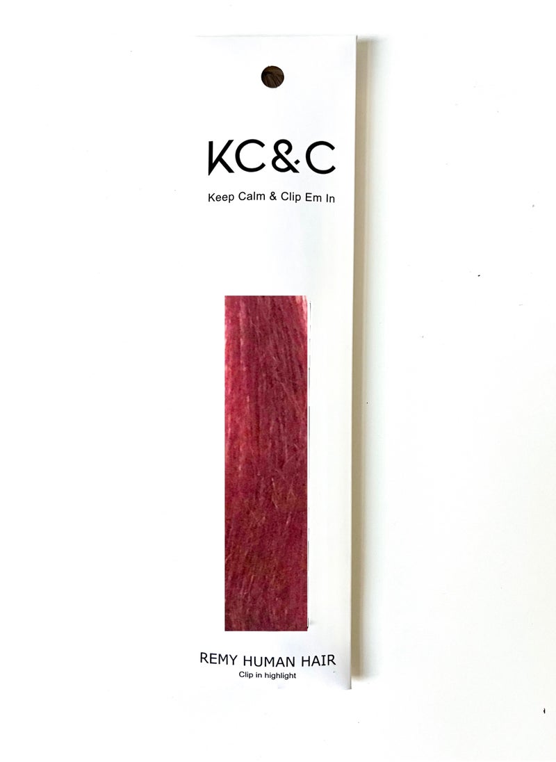 Keep Calm and Clip Em In - Burgundy Highlights - Clip-in Human Hair Extension - Image 1