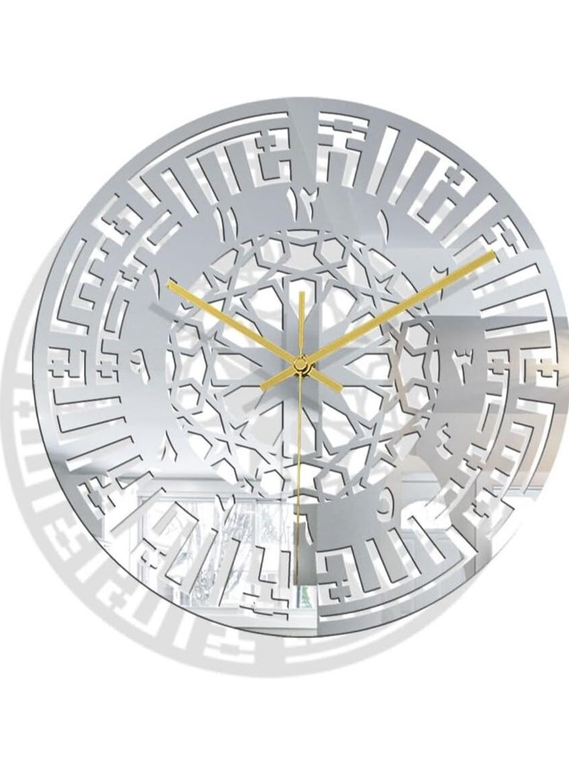 REBENUO Islamic Clock Arabic Wall  – Kufic Calligraphy Design, Geometric Pattern, 60cm - Image 2