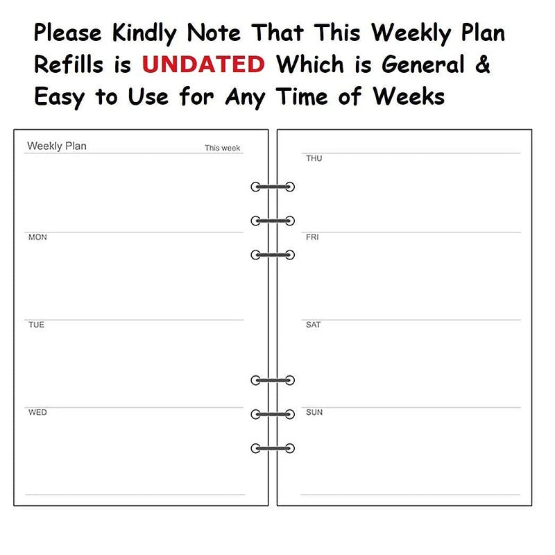 Harphia A5 Weekly Planner Refills Planner Inserts 6-Ring Planner Refill for Notebook Journal Tracker, Undated, 45sheets/90pages-Harphia(A5 5.59 x 8.27'',Weekly) - Image 3