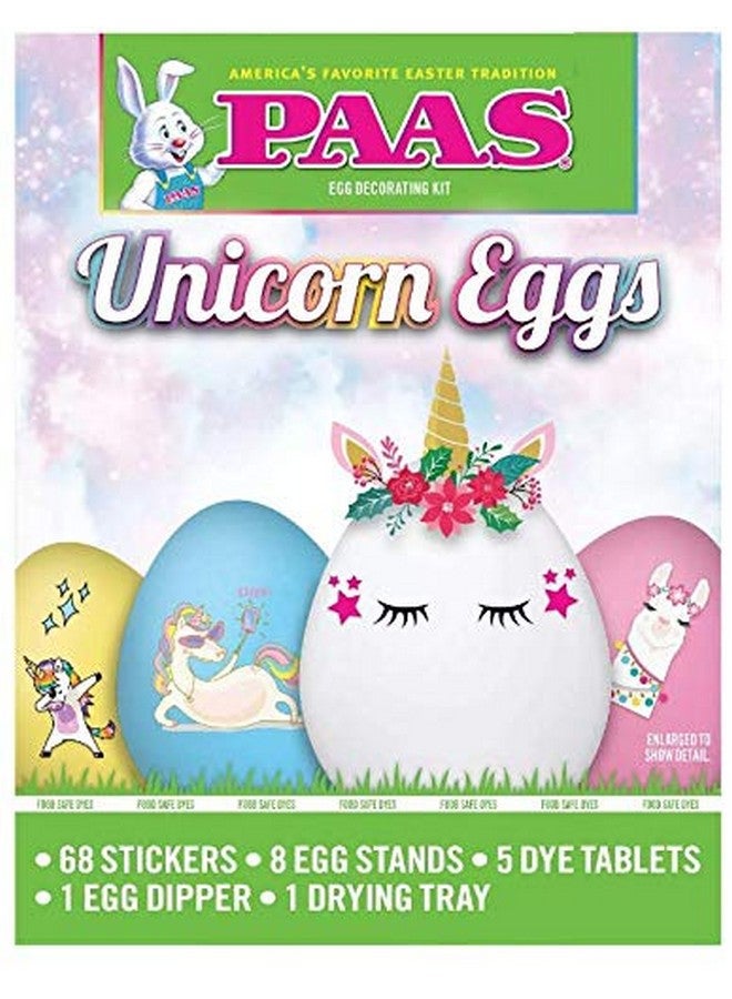 PAAS Unicorn Eggs - Easter Egg Decorating Kit - 68 Stickers, 8 Egg Stands, 5 Dye Tablets, and More