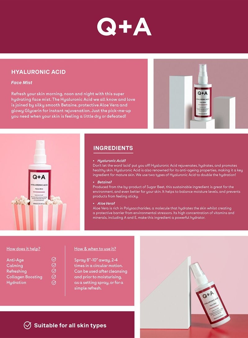 Q+A Ultra-Moisturizing Skin Revitalizing Mist with Hyaluronic Acid with Betaine, Aloe Vera and Glycerin to Rejuvenate and Hydrate Skin-100ml - Image 5