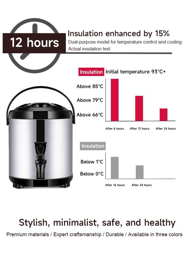 Stainless steel double-layer tea cup, with a capacity of 12 liters, suitable for both commercial and household use, is suitable for holding coffee beverages, herbal teas, boiling water, soy milk and fruit juices, etc. - Image 2