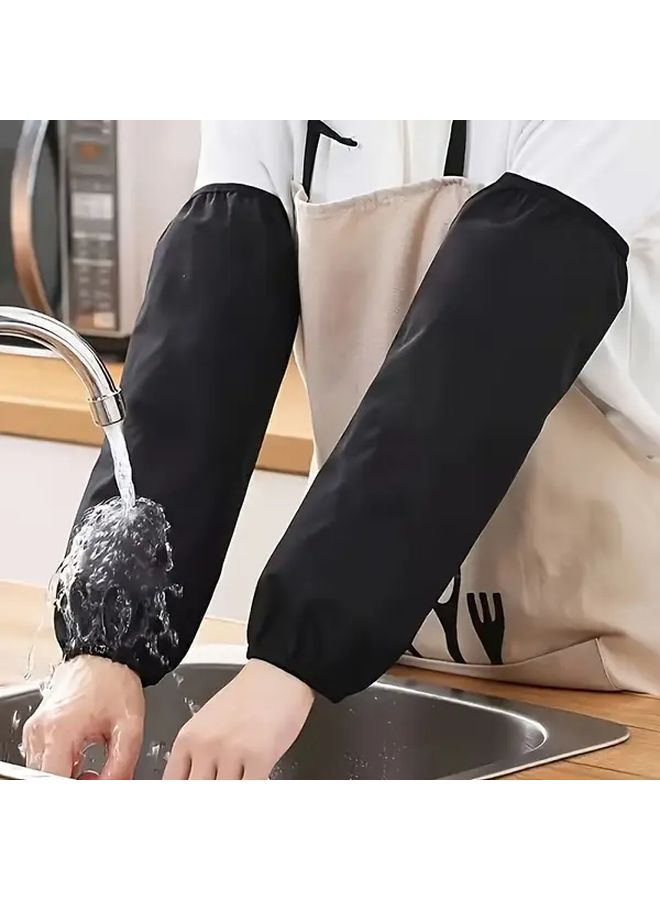6 Pack 3 Pairs Black PVC Waterproof Arm Sleeves Elastic Cuffs Oil Resistant Durable Unisex - Image 3