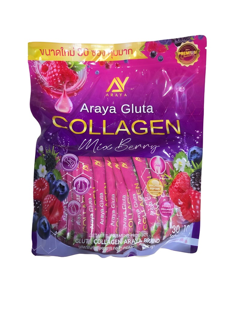 Araya Gluta Collagen Korean Beauty Supplement Mix Berry Flavour Collagen Peptide Powder Drink 30 Sachets 150g