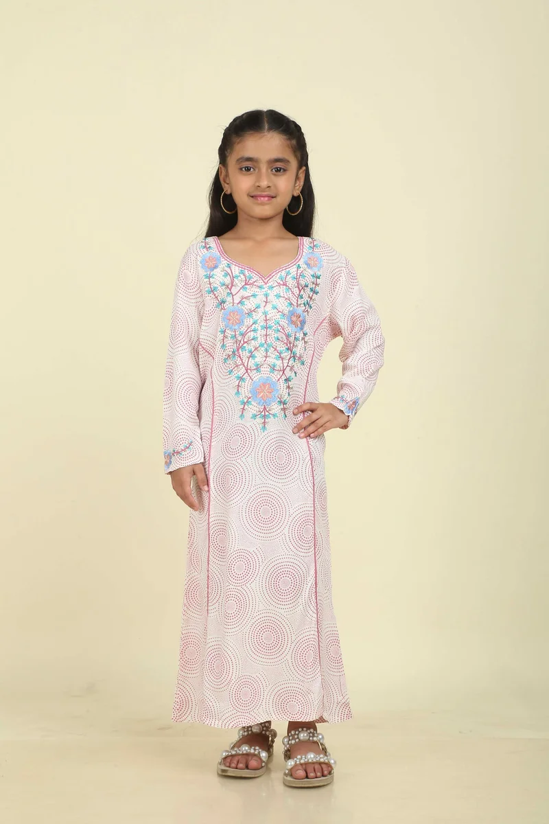 HANA & SARA Girls Long Trendy Printed Arabic Jalabiya For Girls