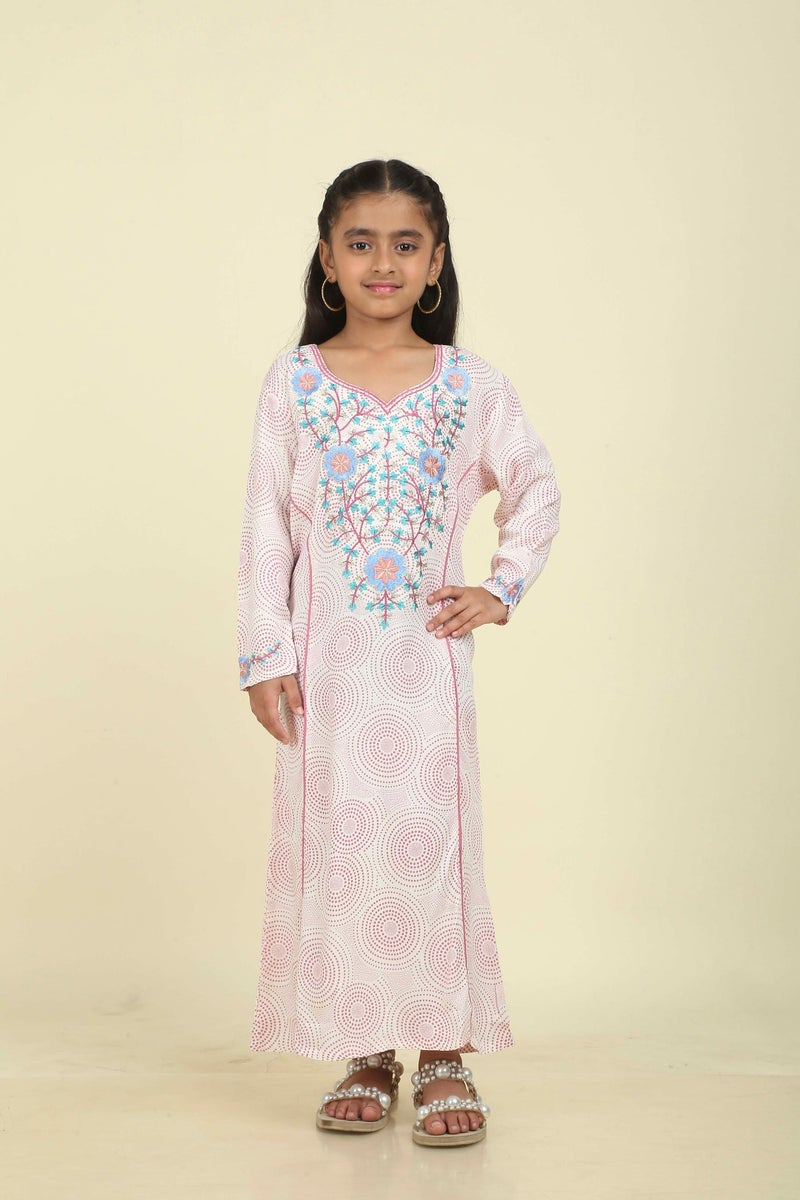 HANA & SARA Girls Long Trendy Printed Arabic Jalabiya For Girls - Image 2