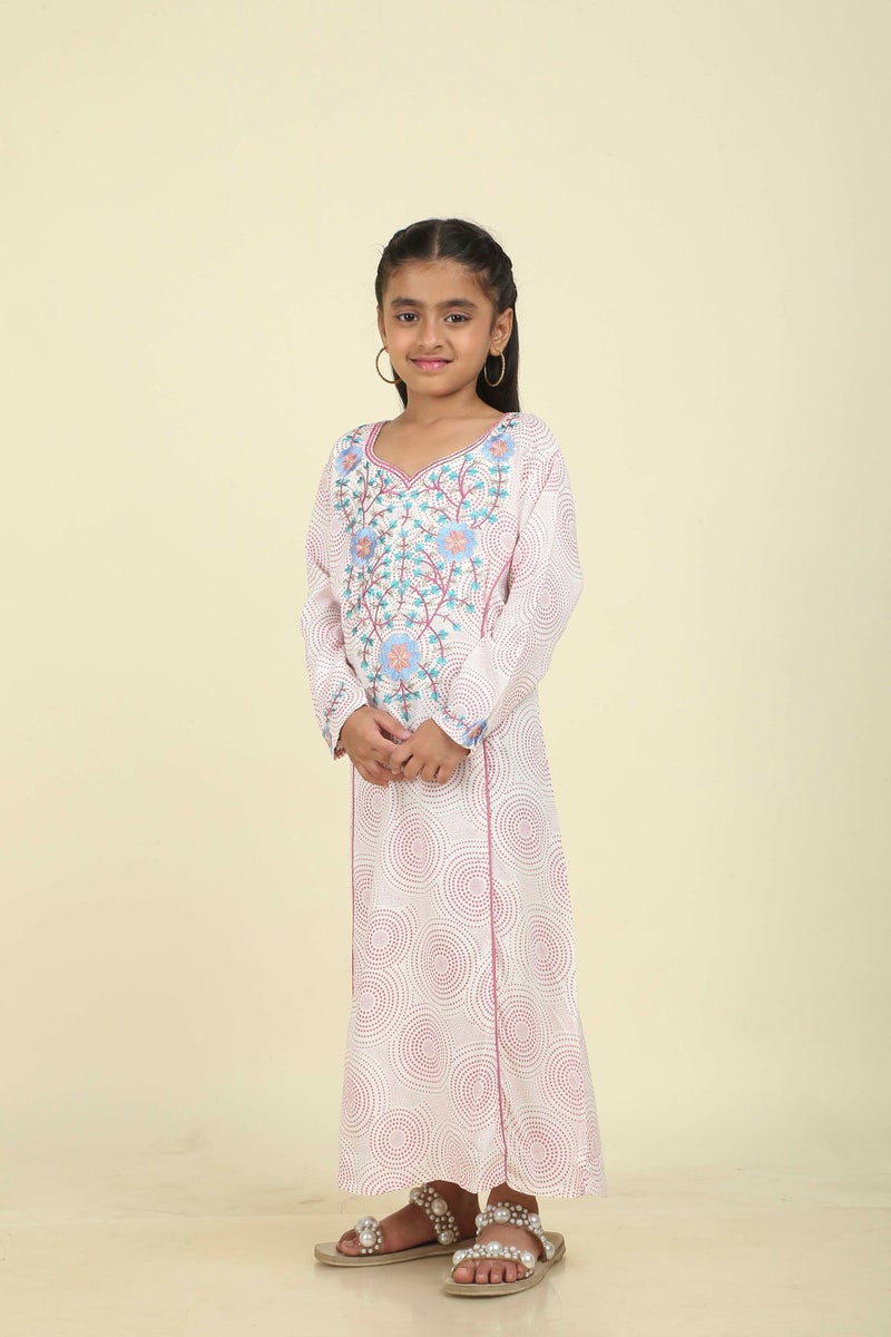 HANA & SARA Girls Long Trendy Printed Arabic Jalabiya For Girls - Image 5
