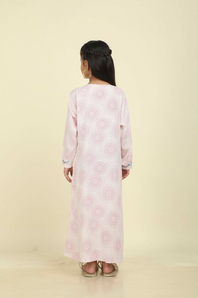 HANA & SARA Girls Long Trendy Printed Arabic Jalabiya For Girls - Image 3