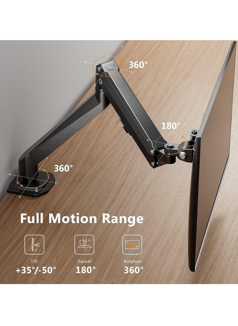 ELTRAZONE Single Monitor Mount – Gas Spring Monitor Arm with Full Motion, Adjustable Mount, VESA Bracket, Fits 17 to 27 Inch Monitors, Holds up to 14.3 lbs  - Image 2