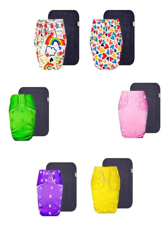 Dumbledo Premium Cloth Diaper with Gray Insert (Pack of 6) | Soft & Gentle | 6-Layer Absorbent Pad | Travel Friendly | Worry-Free Diapering | 3 Months - 3 Years | Unisex Baby - Image 1