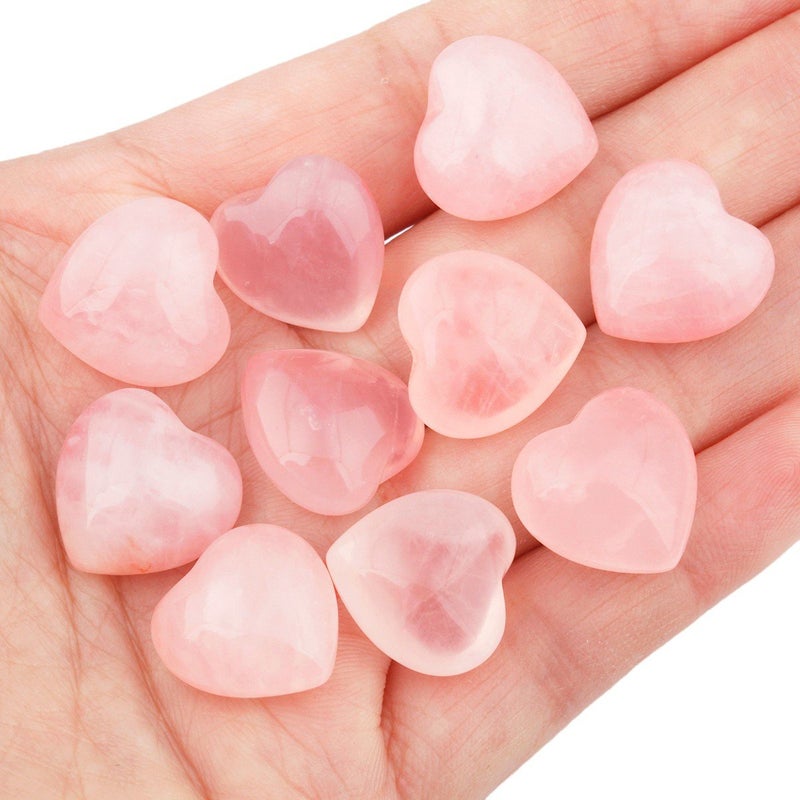 Rockcloud Healing Crystal 0.5 inch Rose Quartz Carved Worry Stone Chakra Reiki Balancing(Pack of 10) - Image 3