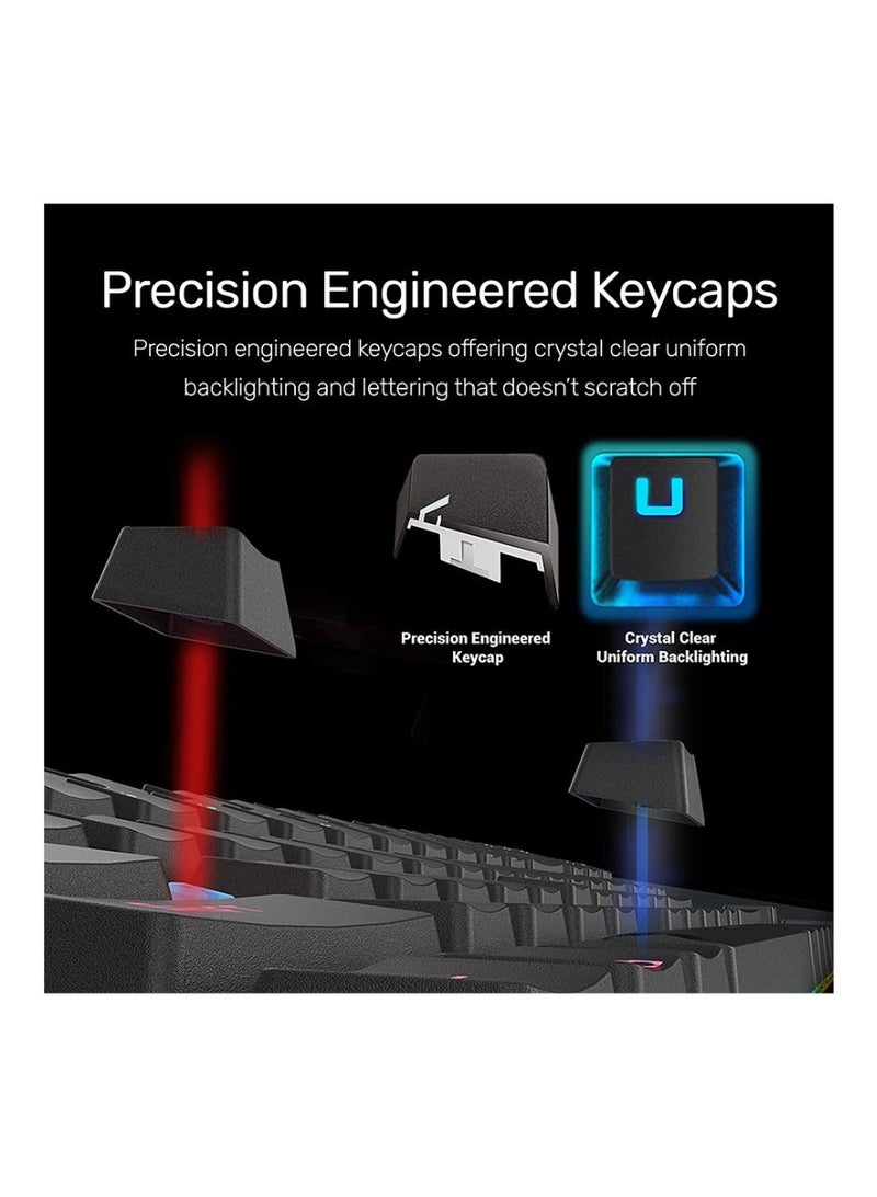 أريزون لوحة مفاتيح الألعاب الميكانيكية أريزون MK30 كاربون بإضاءة خلفية RGB، تدعم اللغتين الإنجليزية والعربية - Image 5