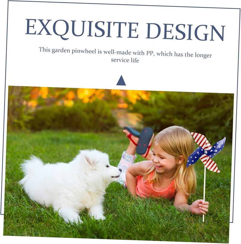 12 قطعة من زينة الدولاب الهوائي الأحمر والأبيض والأزرق الوطني للرابع من يوليو لحديقة العشب في الهواء الطلق - Image 3
