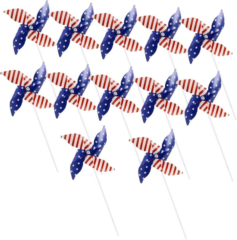 12 قطعة من زينة الدولاب الهوائي الأحمر والأبيض والأزرق الوطني للرابع من يوليو لحديقة العشب في الهواء الطلق - Image 2