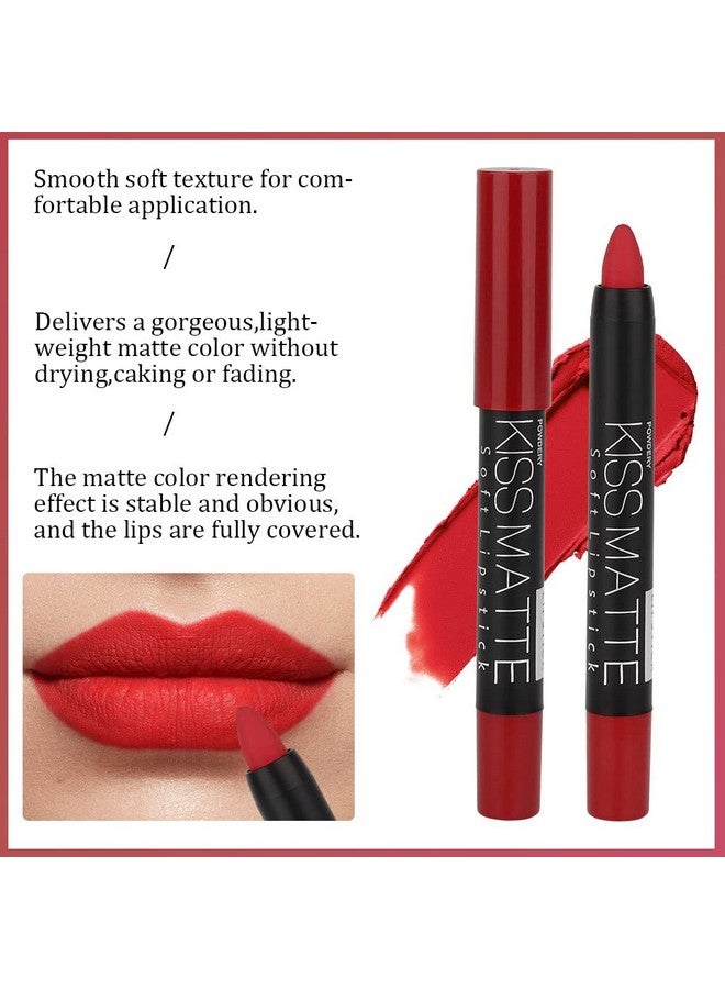 evpct Dnm 3Pcs Dark Ruby Deep Red Matte Lipstick And Lip Crayon Sticks Liner Pencil Set Red Matte Lip Liner And Liquid Stay On Lipstick 10&11&18 - Image 3