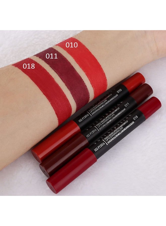 evpct Dnm 3Pcs Dark Ruby Deep Red Matte Lipstick And Lip Crayon Sticks Liner Pencil Set Red Matte Lip Liner And Liquid Stay On Lipstick 10&11&18 - Image 5