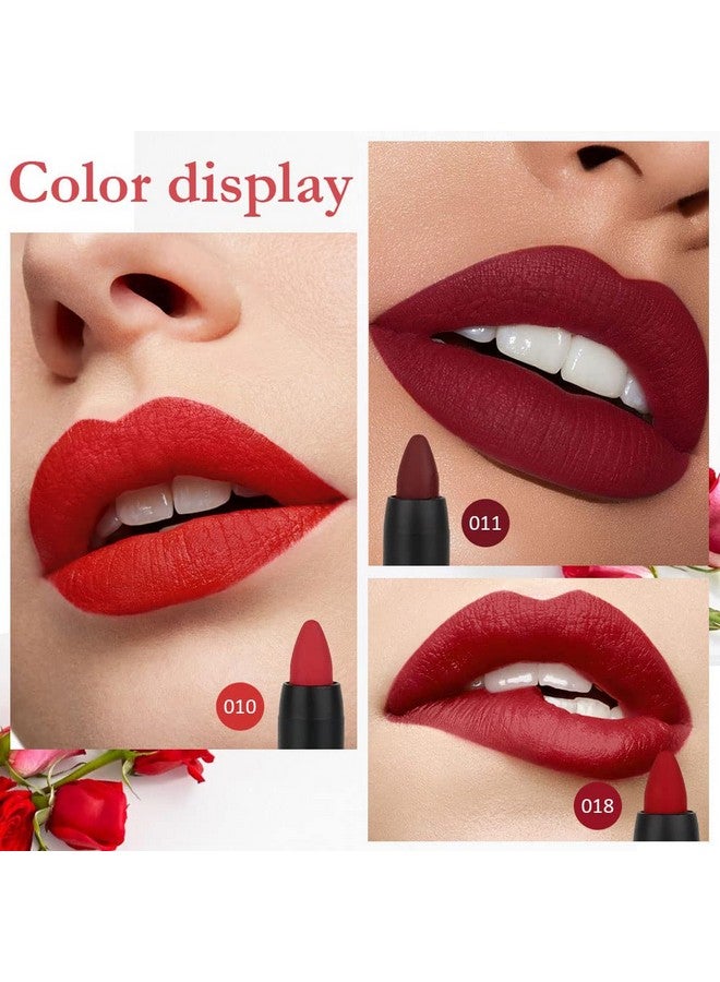evpct Dnm 3Pcs Dark Ruby Deep Red Matte Lipstick And Lip Crayon Sticks Liner Pencil Set Red Matte Lip Liner And Liquid Stay On Lipstick 10&11&18 - Image 2