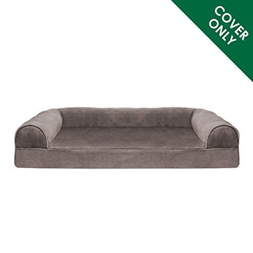 Furhaven Replacement Dog Bed Cover Faux Fur Velvet SofaStyle Machine Washable Driftwood Brown Large - Image 3