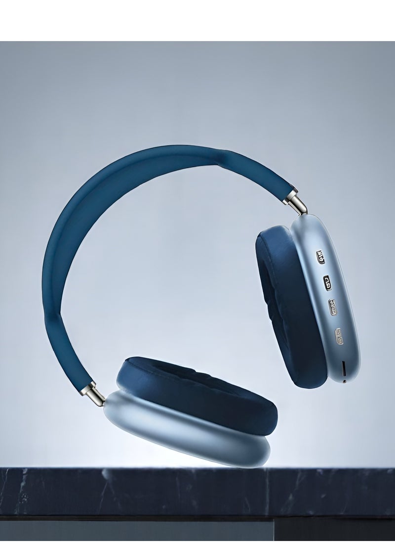 micro speed Airpods Max Earphones with Smart Case Bluetooth Over-Ear Headphones Blue  - Image 3