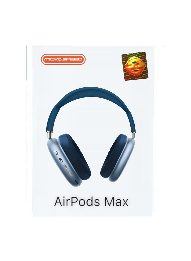 micro speed Airpods Max Earphones with Smart Case Bluetooth Over-Ear Headphones Blue  - Image 2