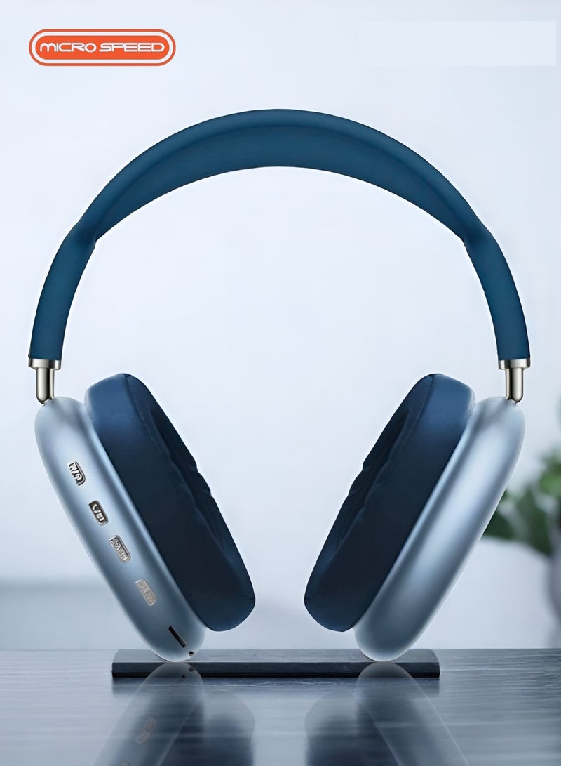 الذاكرة السريعة سماعات أذن Air Pro Max مع حافظة ذكية، سماعات رأس بلوتوث فوق الأذن، لون أزرق - Image 1