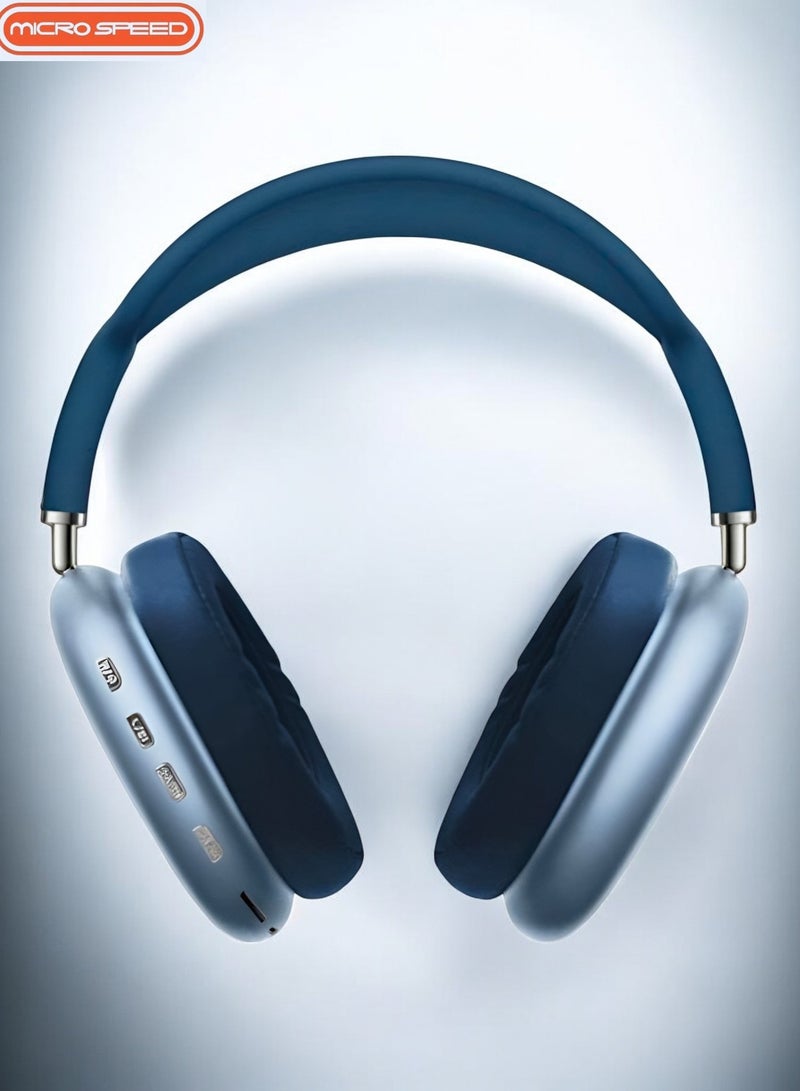 الذاكرة السريعة سماعات أذن Air Pro Max مع حافظة ذكية، سماعات رأس بلوتوث فوق الأذن، لون أزرق - Image 2