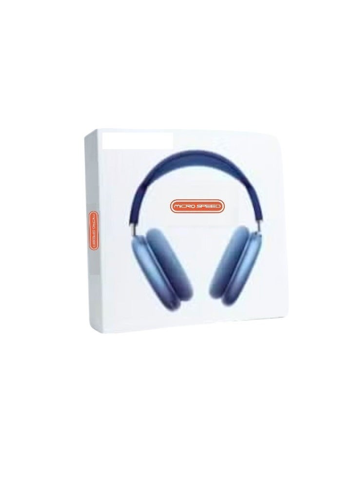 الذاكرة السريعة سماعات أذن Air Pro Max مع حافظة ذكية، سماعات رأس بلوتوث فوق الأذن، لون أزرق - Image 4