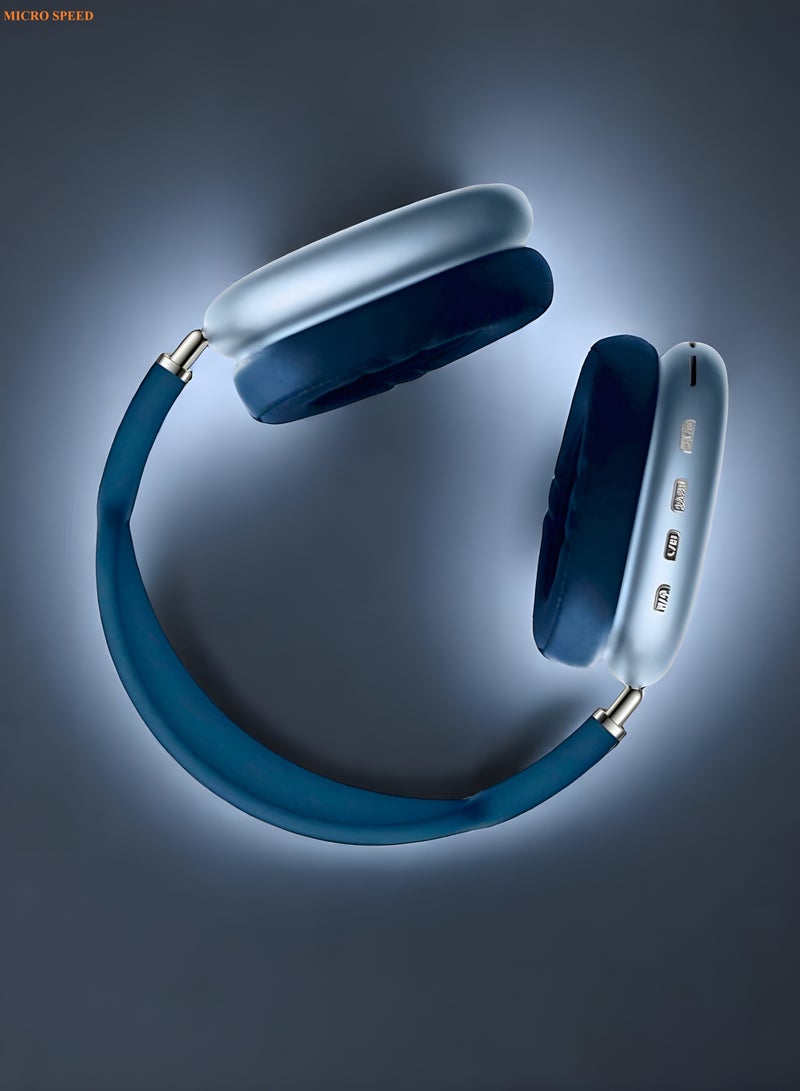 الذاكرة السريعة سماعات أذن Air Pro Max مع حافظة ذكية، سماعات رأس بلوتوث فوق الأذن، لون أزرق - Image 5