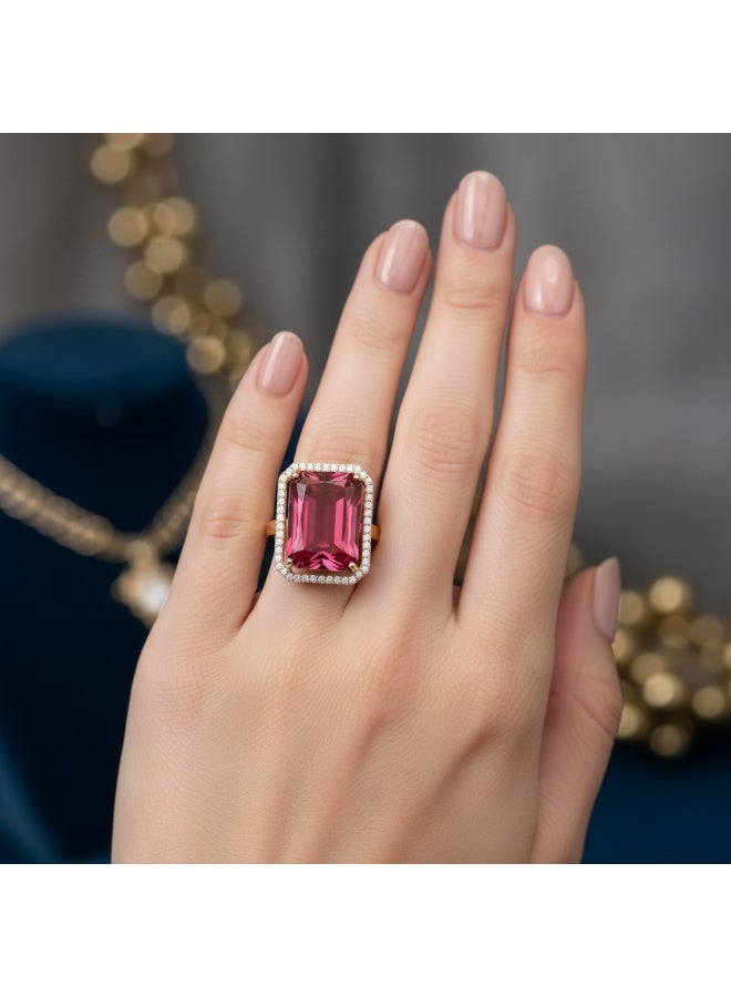 Pretty Precious American Diamond Adjustable Ring for Women & Girls | Gold & Rhodium Plated | Multiple Designs & Colours - Image 1