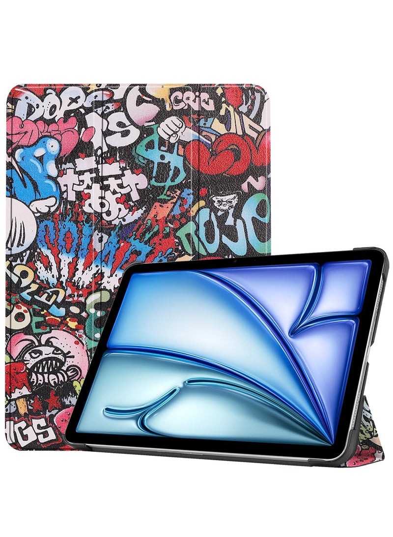 Case for IPad Air 11 Inch 2024 Released Slim Stand Hard Back Shell Protective Cover with Auto Sleep Wake Feature for IPad Air 11 Inch Tablet (Graffiti) - Image 1