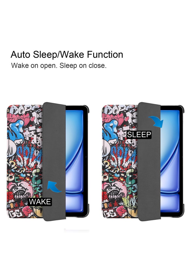 Case for IPad Air 11 Inch 2024 Released Slim Stand Hard Back Shell Protective Cover with Auto Sleep Wake Feature for IPad Air 11 Inch Tablet (Graffiti) - Image 5