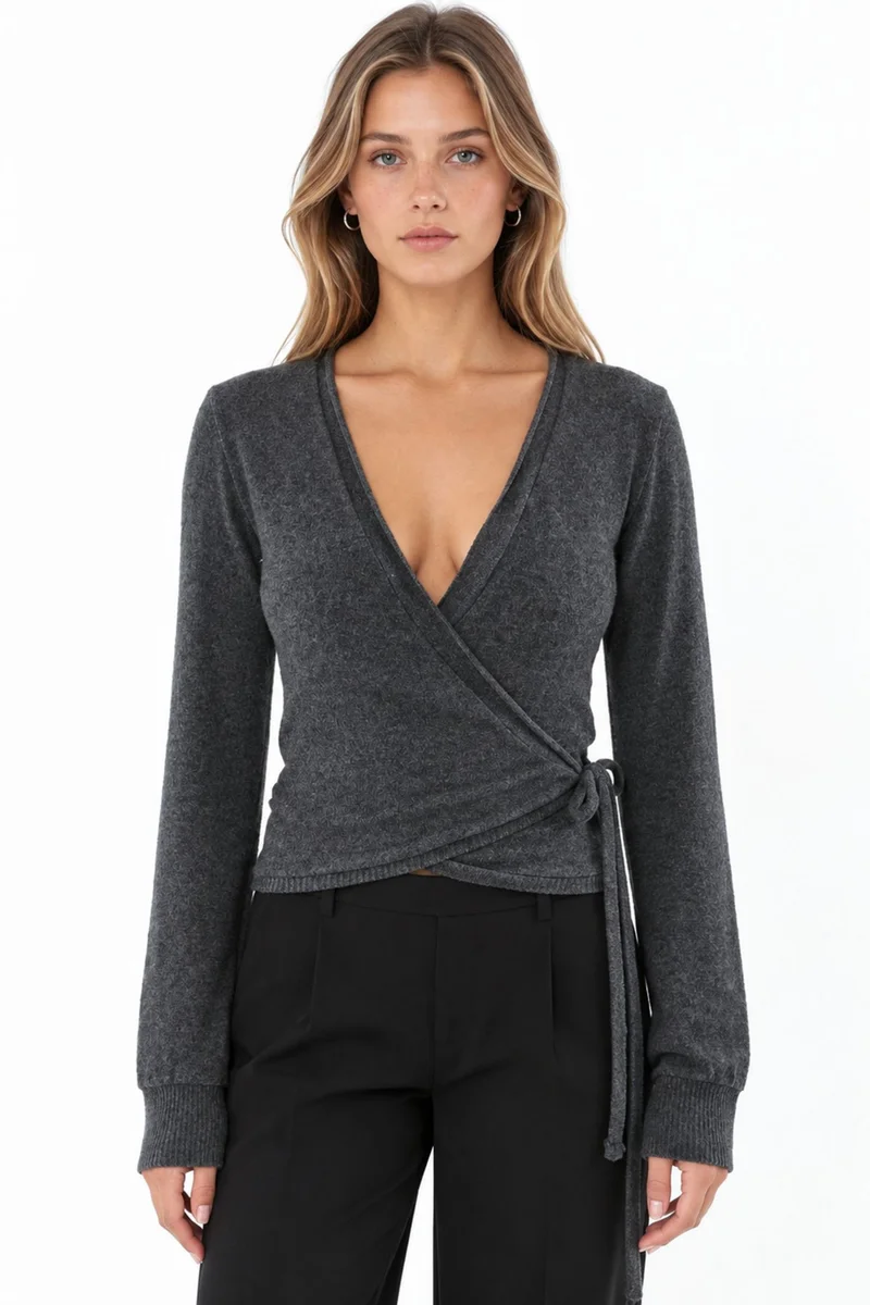 بوسيم BUSEM Belted Ribbed Knit Cardigan