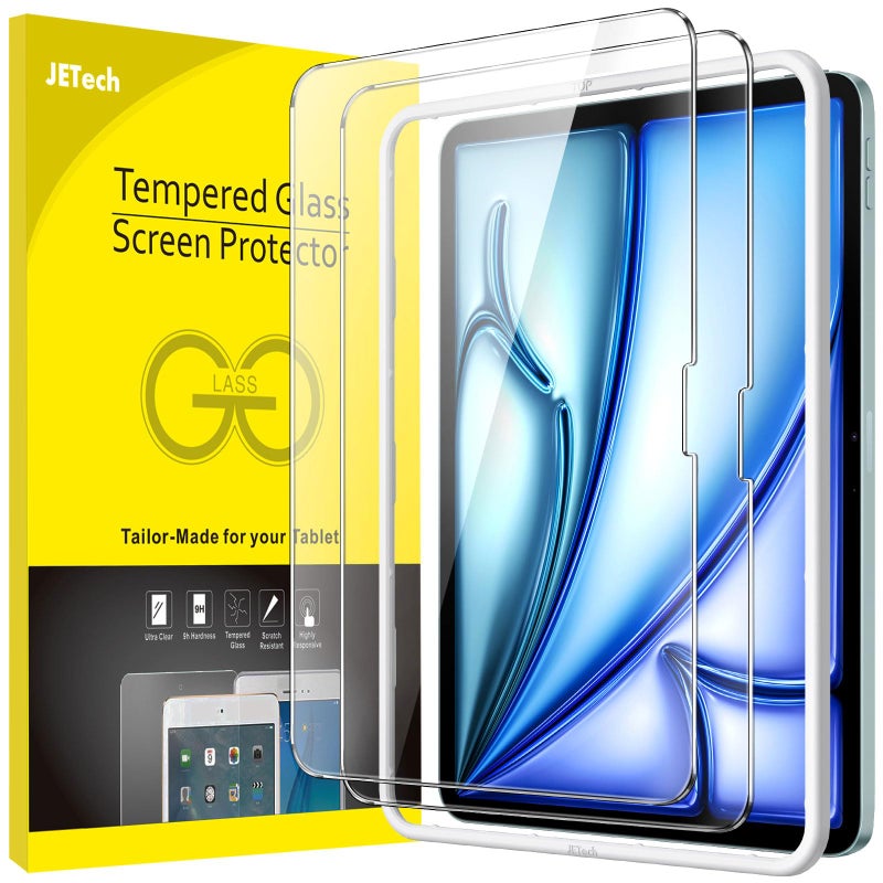 JETech Screen Protector for iPad Air 11Inch M4M3M2 202620252024 with Easy Installation Frame Tempered Glass Film HD Clear 2Pack - Image 2