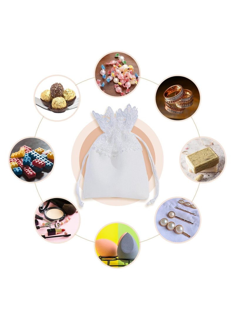 general Linen Drawstring Gift Bags, Favour Bags, 10 Pcs Lace Cotton Storage Candy Bags Gift Bags for Wedding Birthday Vintage Party Decoration DIY Crafts - Image 3