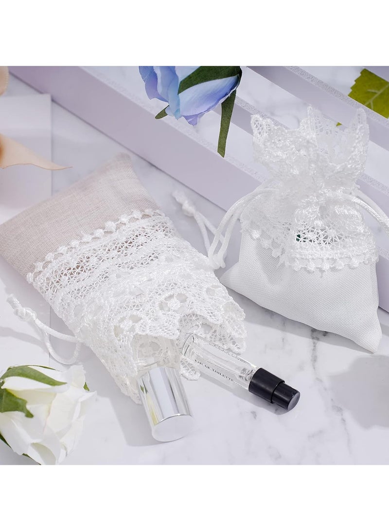 general Linen Drawstring Gift Bags, Favour Bags, 10 Pcs Lace Cotton Storage Candy Bags Gift Bags for Wedding Birthday Vintage Party Decoration DIY Crafts - Image 5