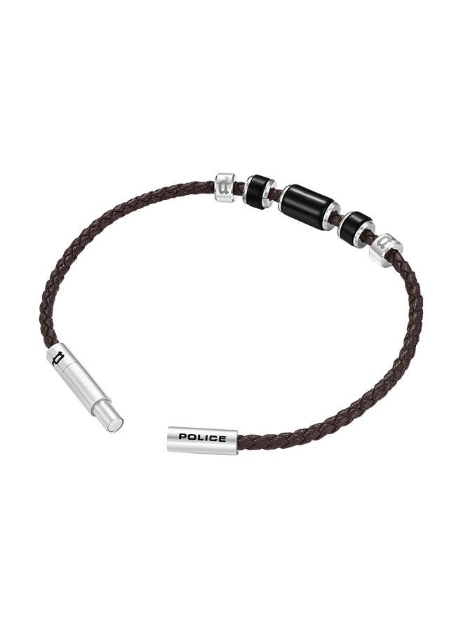POLICE - Bullion Brown Leather With Onyx Beads Gents BraceletPEAGB0032205 - Image 1