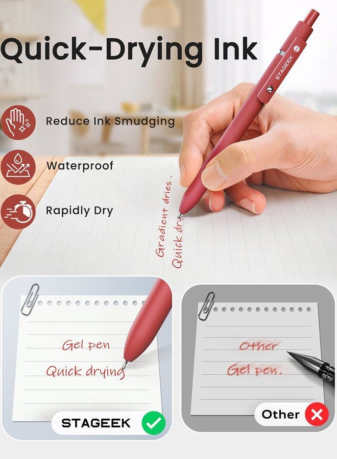 STAGEEK Red Gel Pens, 6Pcs Quick Dry Red Ink Pens with 3 Extra Refills, Fine Point Retractable Smooth Writing Pens for Journaling, Note Taking, School Supplies, Nurse Aesthetic, Office(Red) - Image 4