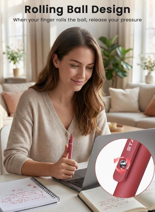 STAGEEK Red Gel Pens, 6Pcs Quick Dry Red Ink Pens with 3 Extra Refills, Fine Point Retractable Smooth Writing Pens for Journaling, Note Taking, School Supplies, Nurse Aesthetic, Office(Red) - Image 5