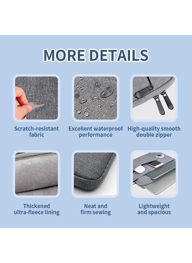 Laptop Bag, Portable Computer Case with Large Storage, Hand Strap & Zipper for Work, Study & Travel, Grey - Image 3