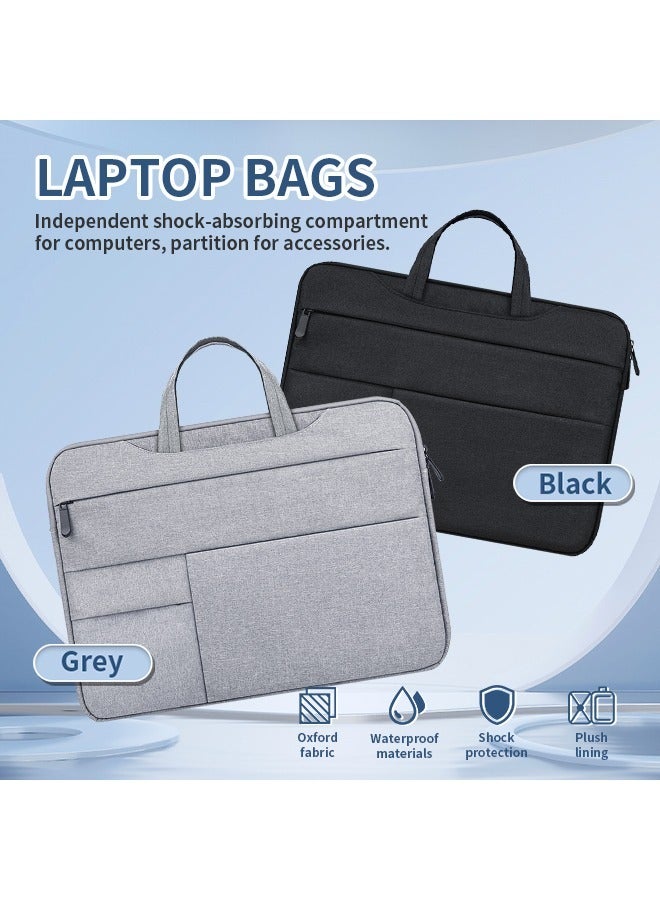Laptop Bag, Portable Computer Case with Large Storage, Hand Strap & Zipper for Work, Study & Travel, Grey - Image 2